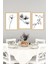 🖼️ Siyah Beyaz Minimal Çiçek ve Dal Temalı 3'lü Çerçeve Görünümlü Tablo Seti 🌟 CRVS1103 13 x 17 5