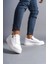 SLW155 Warrior Bağcıklı ve Fermuarlı Cilt Erkek Günlük Sneaker Ayakkabı Cbt - Beyaz 2
