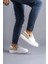 SLW155 Warrior Bağcıklı ve Fermuarlı Cilt Süet Erkek Günlük Sneaker Ayakkabı Csbt - Beyaz/krem 3