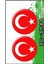 2'li Türk Bayrağı Yuvarlak Damla Sticker 1
