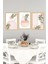 🌿 Pembe Tonlarda Bitkisel Modern 3’lü Tablo Seti – Çerçeve Görünümlü🌟 CRVS1124 13 x 17 2