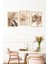 🌸 Bej Tonlarında Zarif Çiçek Temalı 3'lü Çerçeve Görünümlü Tablo Seti🌟 CRVS1122 13 x 17 4