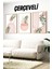 🌿 Soft Pembe ve Yeşil Yapraklar Temalı 3’lü Ahşap Çerçeveli Tablo Seti 🌿 CRV1124 23 x 32 1