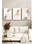 🌿 Soft Pembe ve Yeşil Yapraklar Temalı 3’lü Ahşap Çerçeveli Tablo Seti 🌿 CRV1124 23 x 32 4