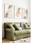 🌿 Soft Pembe ve Yeşil Yapraklar Temalı 3’lü Ahşap Çerçeveli Tablo Seti 🌿 CRV1124 23 x 32 5