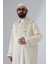 Nakış Işlemeli Hakim Yaka Imam Cübbesi, Çıt Çıtlı Cepli Namaz Cübbesi Gümüş Bordürlü - Krem 5
