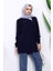 Lacivert Selanik Örgülü Fermuarlı Triko Hırka 1