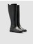 %100 Hakiki Deri Siyah Fermuarlı Kadın Düz Çizme 3