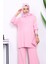 Pembe Fitilli Yumoş Tunik Pantolonlu Triko Takım 3