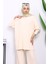 Bej Fitilli Yumoş Tunik Pantolonlu Triko Takım 3