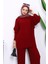 Bordo Fitilli Yumoş Tunik Pantolonlu Triko Takım 3
