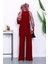 Bordo Fitilli Yumoş Tunik Pantolonlu Triko Takım 4