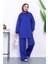 Saks Mavi Fermuarlı Tunik Pantolonlu Takım 1
