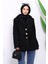 Siyah Kravuze Yaka Düğmeli Cepli Kaşe Ceket 1