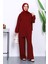 Bordo Fermuarlı Tunik Pantolonlu Takım 1