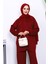 Bordo Fermuarlı Tunik Pantolonlu Takım 3