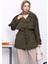 Haki Kruvaze Yaka Astarlı Kısa Trençkot 3