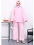 Pembe Büzgü Detaylı Fitilli Tunik Pantolonlu Takım 1