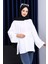 Ekru Dikiş Detaylı Yanları Yırtmaçlı Sweatshirt 3
