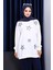 Ekru Bisiklet Yaka Taşlı Modal Sweatshirt 1