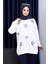 Ekru Bisiklet Yaka Taşlı Modal Sweatshirt 2