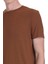 Kahverengi Regular Fit Bisiklet Yaka Tişört 4