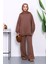 Kahverengi İki İplik Oversize Pantolonlu Takım 1