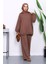 Kahverengi İki İplik Oversize Pantolonlu Takım 2