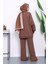 Kahverengi İki İplik Oversize Pantolonlu Takım 4