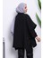 Siyah Oversize Düğmeli Panço Trenç 4