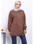 Koyuv Vizon Bisiklet Yaka Taşlı Modal Sweatshirt 1
