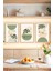 🌿 Yeşil Saksılı Soyut Bitki Kompozisyonu 3'lü Çerçeve Görünümlü Tablo Seti 🌟 CRVS1153 13 x 17 1