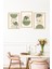 🌿 Yeşil Saksılı Soyut Bitki Kompozisyonu 3'lü Çerçeve Görünümlü Tablo Seti 🌟 CRVS1153 13 x 17 4