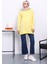 Sarı Bisiklet Yaka Taşlı Modal Sweatshirt 2
