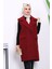 Bordo Kruvaze Yaka Astarlı Kaşe Yelek 1