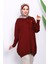 Bordo Soğuk İplik Çiçek Detaylı Triko Tunik 1