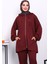 Bordo Kapşonlu Fermuarlı Tunik Pantolonlu Takım 3