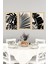 🖤 Siyah Beyaz Yaprak Desenli 3'lü Çerçeve Görünümlü Tablo Seti🌟 CRVS1160 13 x 17 5