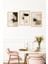 🌿 Siyah Beyaz Modern Çiçek Desenli Çerçeve Görünümlü 3'lü Tablo Seti 🌟 CRVS1173 13 x 17 4
