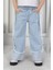 Premium Kalite Mavi Geniş Paça Jean Denim Kız Çocuk Pantolon 2