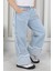 Premium Kalite Mavi Geniş Paça Jean Denim Kız Çocuk Pantolon 4