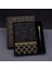 Gold Desen Siyah Deri Defter Kalem Set 1