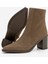 Kadın Sivri Burun Fermuarlı Kalın Ökçe Topuklu Bot Ranka Kahve Süet 8