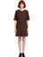 Kadın Kahverengi Düz Desen Kısa Kol A Line Dokuma Elbise Modern Mini Boy Ofis ve Günlük Kullanım 1