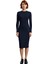 Kadın Düz Desen Dik Yaka Uzun Kollu Bodycon Midi Elbise Yırtmaç Detayı ile Modern Bir Dokunuş 1