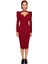 Kadınlara Özel Bordo Bodycon Kesim Midi Elbise Balon Kol Kalp Yaka Gece Kokteyl Davetleri Için 1