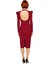 Kadınlara Özel Bordo Bodycon Kesim Midi Elbise Balon Kol Kalp Yaka Gece Kokteyl Davetleri Için 2