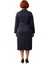 Kadın Büyük Beden Lacivert Kuşaklı Gabardin Dokuma Uzun Kol Gömlek Yaka Fermuarlı Midi Boy Elbise 4