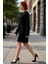 Kadın Konforlu Selanik Örgü Mini Triko Elbise Shift Kalıp Akıtma Detaylı Reglan Kol Bisiklet Yaka 4