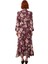 Kadın Modern Çiçekli Desenli Şifon Dokuma Maxi Elbise Dik Yaka Uzun Balon Kol Astarlı Şık Görünüm 3